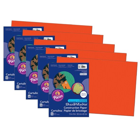 Pacon SunWorks Construction Paper, Orange, 12x18in, PK250 P6607